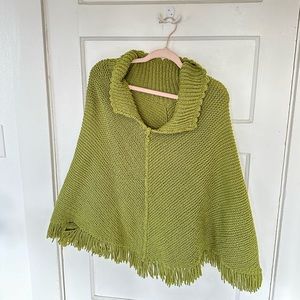 Vintage hand knit poncho cape